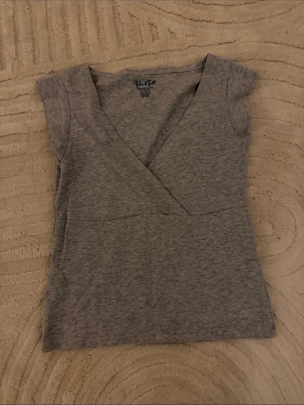 Brandy Heather Grey Short-Sleeve V-Neck Wrap Top